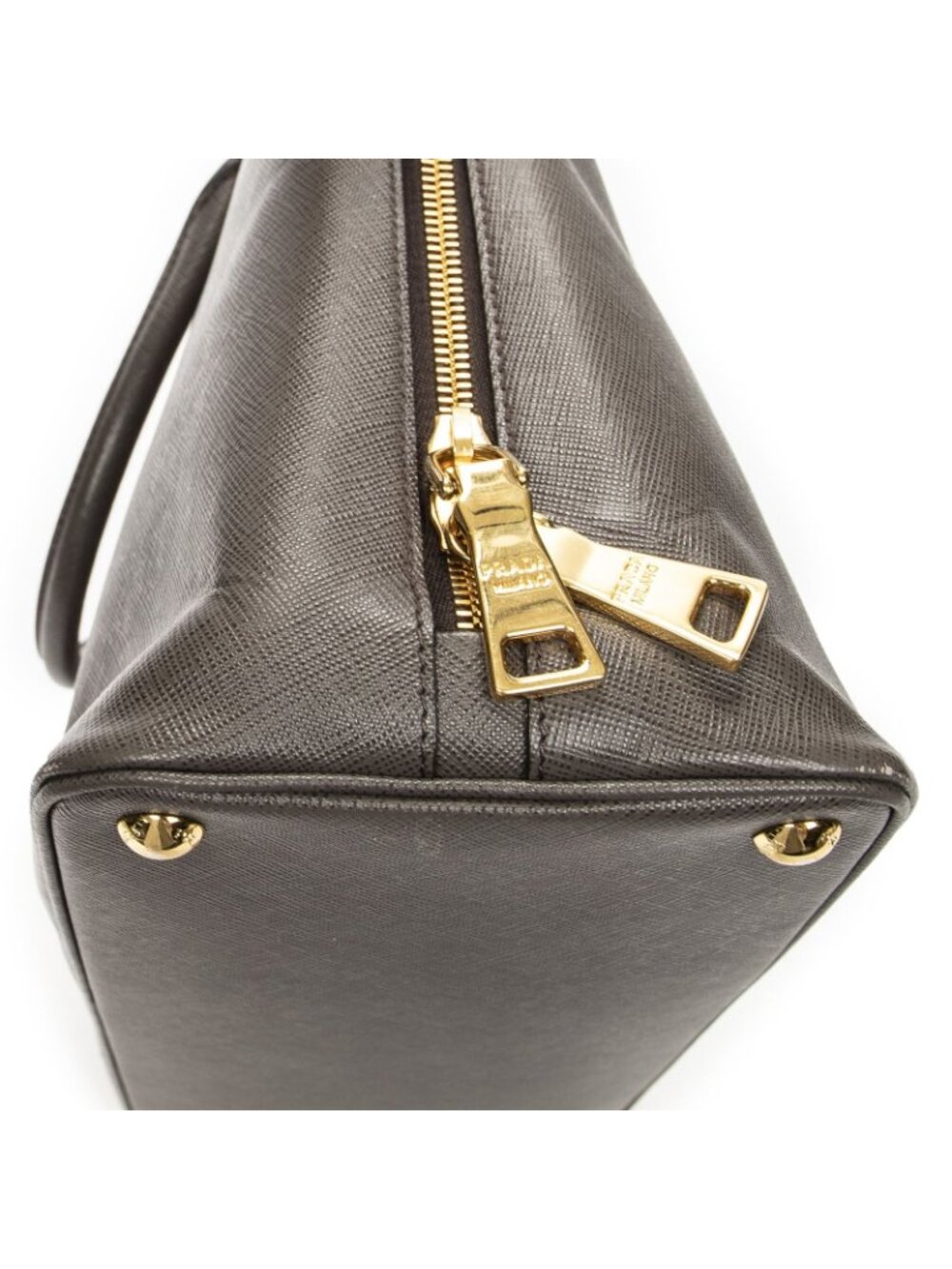 Prada Large Zip Promenade Gray Saffiano Leather Messenger - Picture 7 of 10